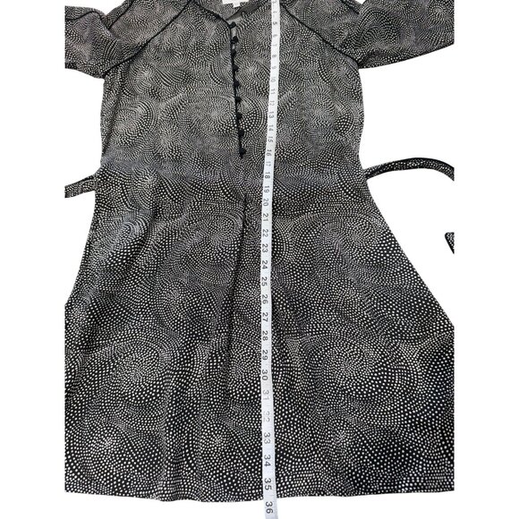 Equipment Femme Womens Size 4 Dress Long Sleeve with Belt Black White Polka Dot - Picture 6 of 7